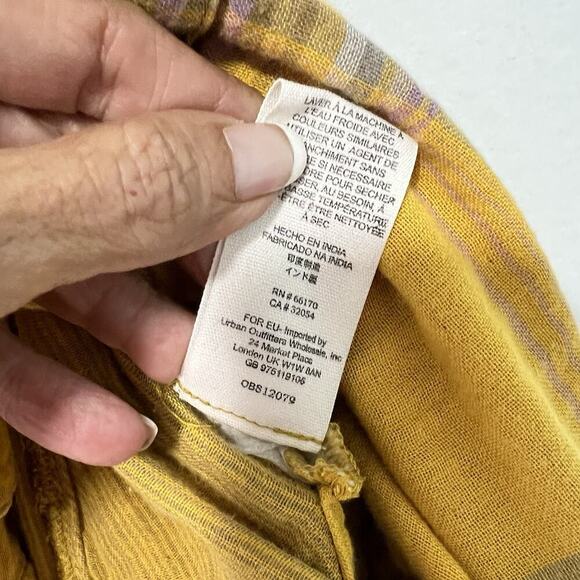 Free People Nordic Day Plaid Long Sleeve Button Down Shirt Tunic M Side Ties - Picture 10 of 15